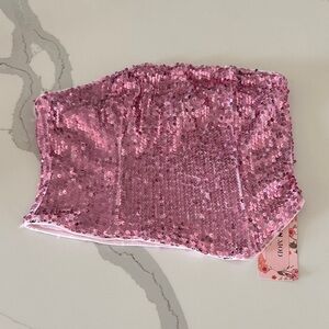SHEIN Pink Sequin Tube Top